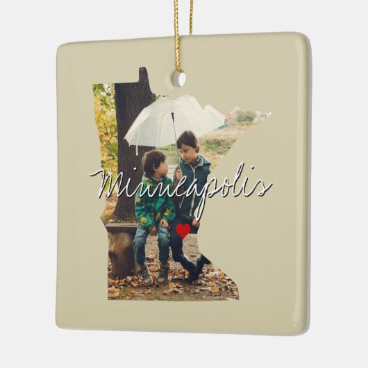 ミネソタ州の写真と町の名前を挿入 セラミックオーナメント (左)