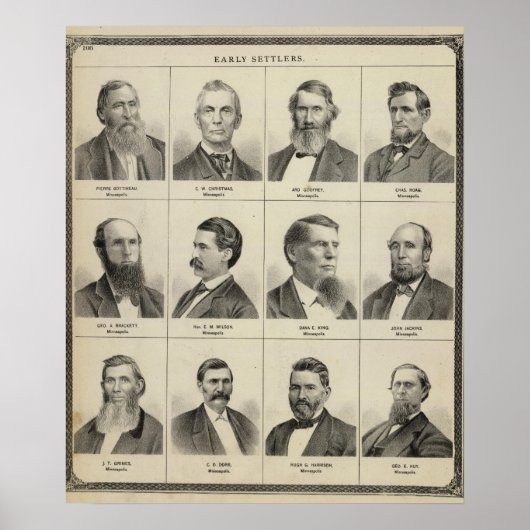 ミネソタ州の初期の入植者のポートレート ポスター (正面)