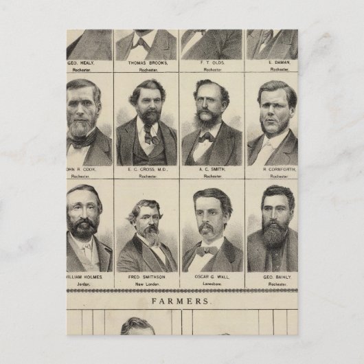 ミネソタ州の初期入植者と農家のポートレート ポストカード (正面)