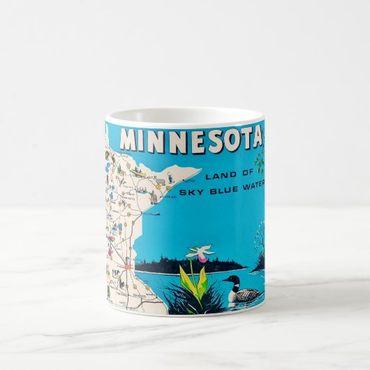 ミネソタ州の古地図ポストカードマグ コーヒーマグカップ (中央)