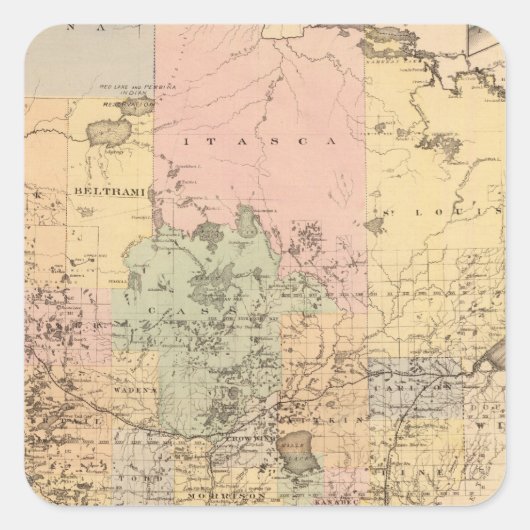 ミネソタ州の地図1874 スクエアシール (正面)
