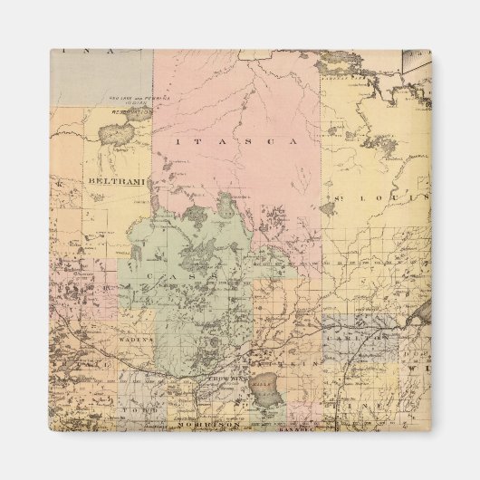 ミネソタ州の地図1874 マグネット (正面)