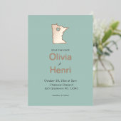 ミネソタ州の宛先ウェディング日付を保存 箔招待状 (立ち正面)