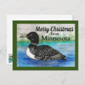 ミネソタ州の州鳥、コオリウグイからクリスマスのご挨拶 ポストカード (正面/裏面)