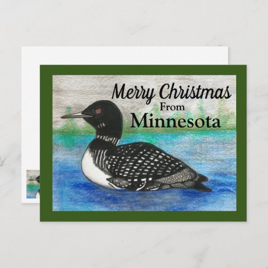 ミネソタ州の州鳥、コオリウグイからクリスマスのご挨拶 ポストカード (正面/裏面)