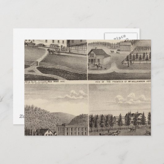 ミネソタ州の工場、店舗と住宅 ポストカード (正面/裏面)