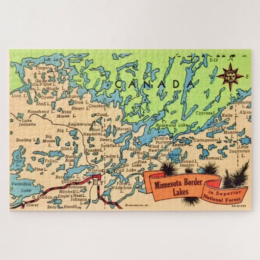 ミネソタ州の湖 20x30 地図ジグソーパズル ジグソーパズル (横)