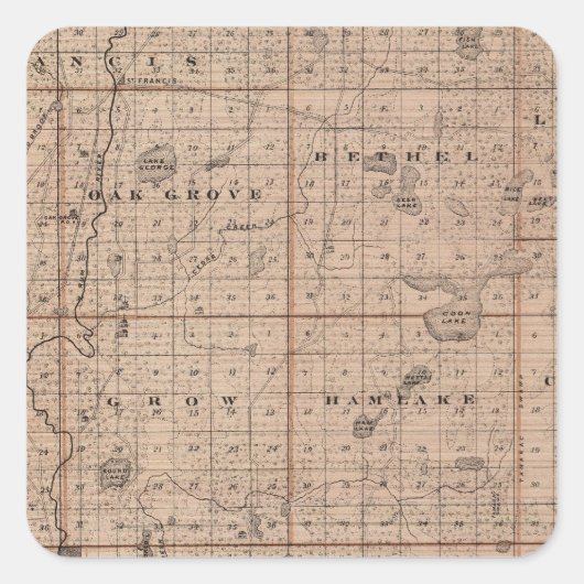 ミネソタ州アノカ郡の地図 スクエアシール (正面)