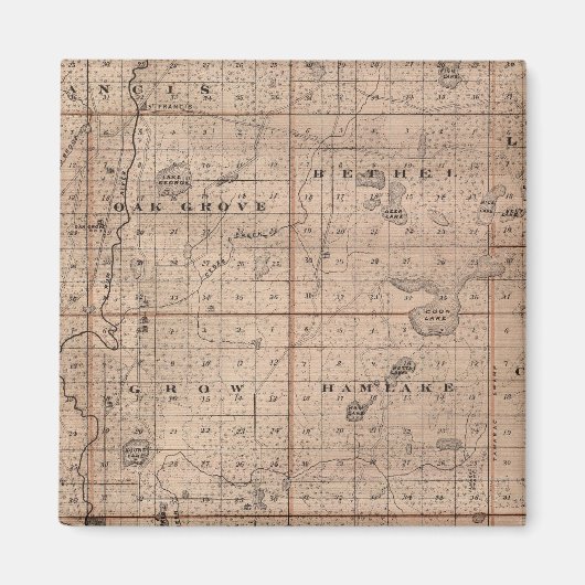 ミネソタ州アノカ郡の地図 マグネット (正面)