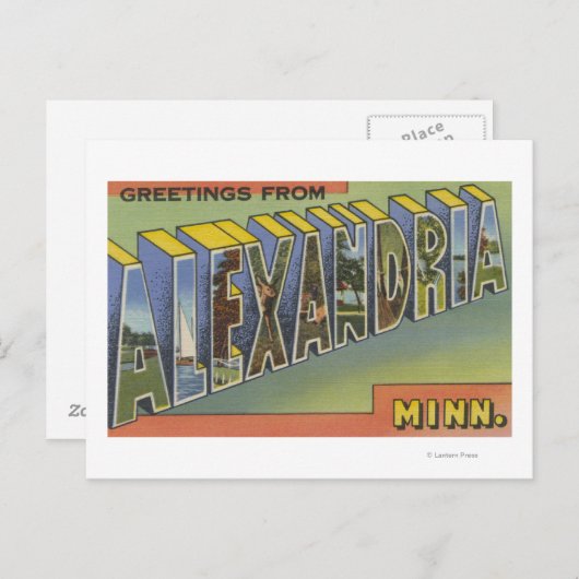 ミネソタ州アレクサンドリア - 大文字のシーン ポストカード (正面/裏面)