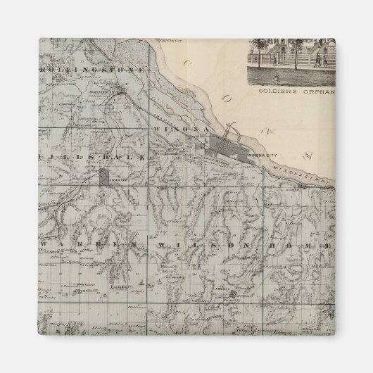 ミネソタ州ウィノナの地図 マグネット (正面)