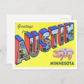 ミネソタ州オースティンヴィンテージビッグ・レター葉書 ポストカード (正面/裏面)