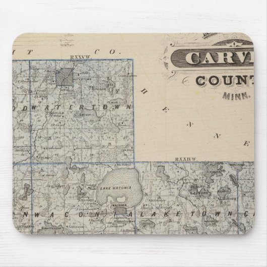 ミネソタ州カーバー郡の地図 マウスパッド (正面)