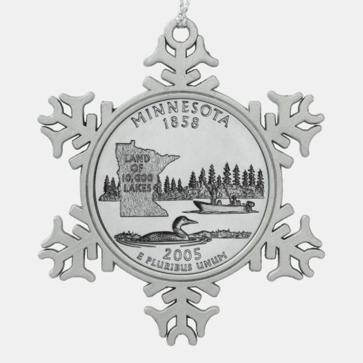 ミネソタ州クォーター スノーフレークピューターオーナメント (正面)