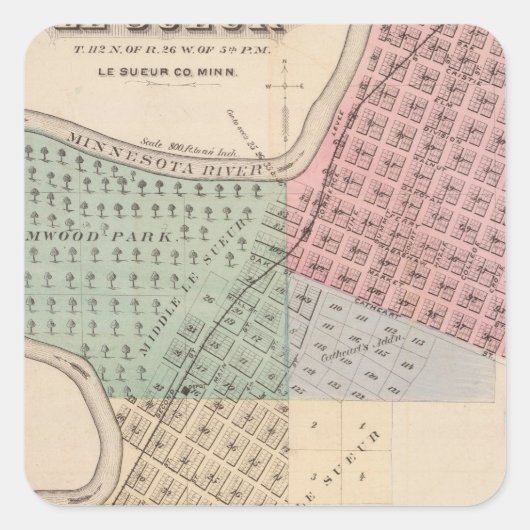 ミネソタ州クリーブランドの地図ル・スールの地図 スクエアシール (正面)