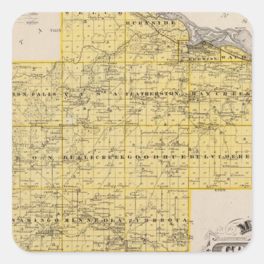 ミネソタ州グッドフエ郡の地図 スクエアシール (正面)