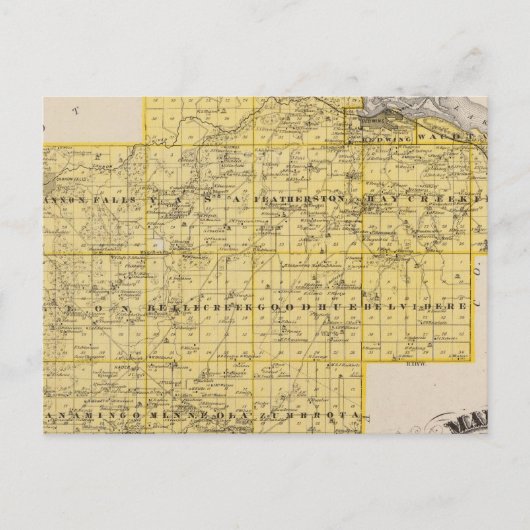 ミネソタ州グッドフエ郡の地図 ポストカード (正面)