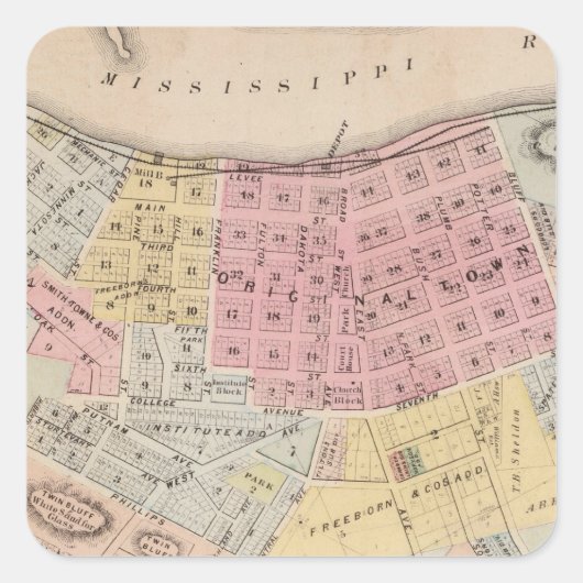 ミネソタ州グッドフエ郡レッドウィングの地図 スクエアシール (正面)