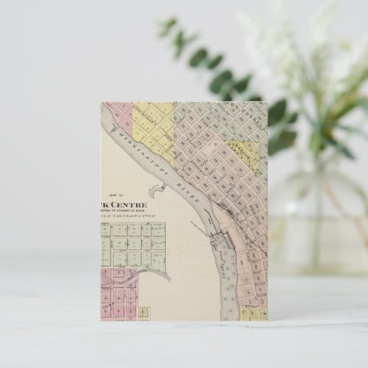 ミネソタ州サウクセンターの地図とサウク・ラピッズの地図 ポストカード (スタンド正面)