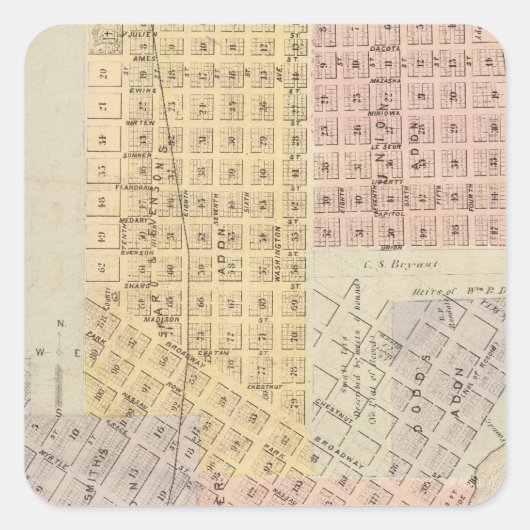 ミネソタ州セントピーターの地図 スクエアシール (正面)