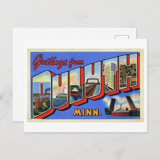 ミネソタ州ダルースからのヴィンテージの挨拶 ポストカード (正面/裏面)
