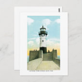 ミネソタ州ダルースのライトハウス、ハーバーエントランス ポストカード (正面/裏面)