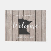 ミネソタ州パーソナライズされたウェルカムウッドルック ドアマット (正面)