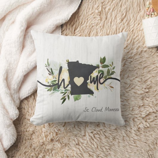 ミネソタ州パーソナライズされたユアホームシティ素朴 クッション (ブランケット)