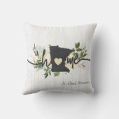 ミネソタ州パーソナライズされたユアホームシティ素朴 クッション (裏面)