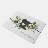 ミネソタ州パーソナライズされたユアホームシティ素朴 ドアマット (アングル)