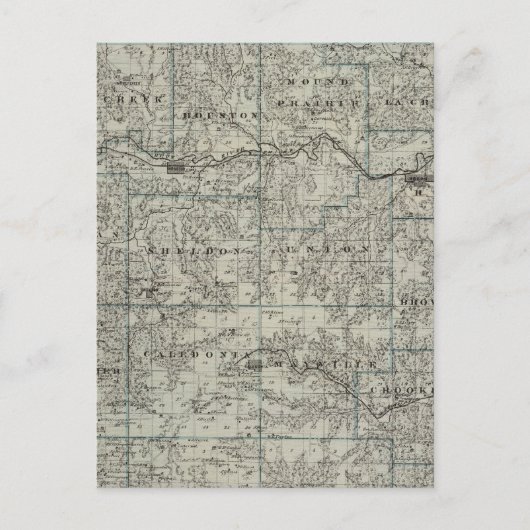 ミネソタ州ヒューストン郡の地図 ポストカード (正面)