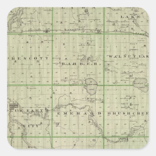 ミネソタ州ファリボー郡の地図 スクエアシール (正面)
