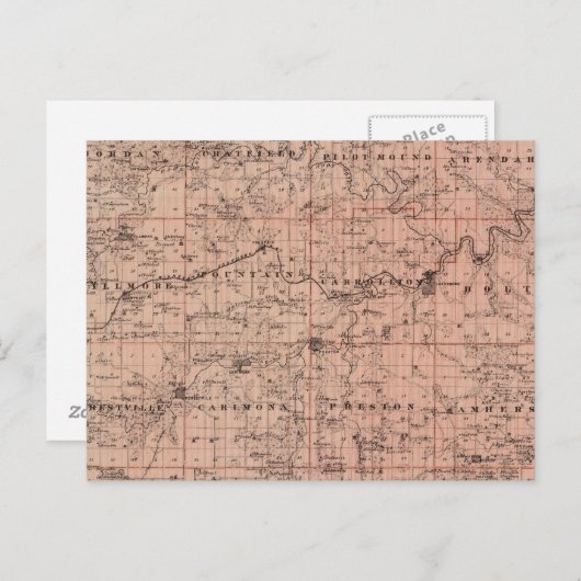 ミネソタ州フィルモア郡の地図 ポストカード (正面/裏面)