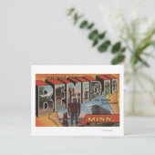 ミネソタ州ベミジ – 大きな文字のシーン ポストカード (スタンド正面)