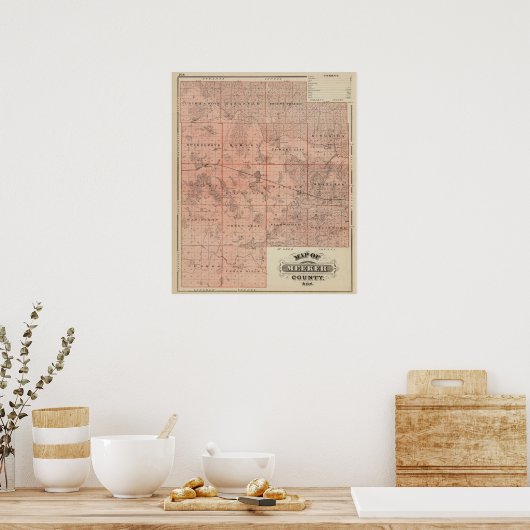 ミネソタ州マイカー郡の地図 ポスター (キッチン)