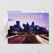 ミネソタ州ミネアポリス,夕暮れ時のスカイライン ポストカード (正面/裏面)