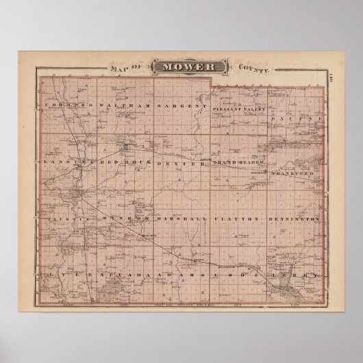 ミネソタ州モーア郡の地図 ポスター (正面)