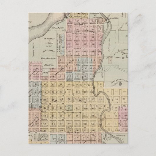 ミネソタ州ライス郡ファリボーの地図 ポストカード (正面)