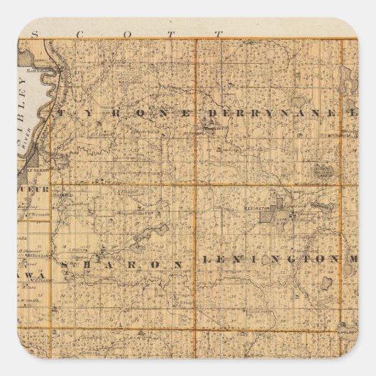 ミネソタ州ルスール郡の地図 スクエアシール (正面)