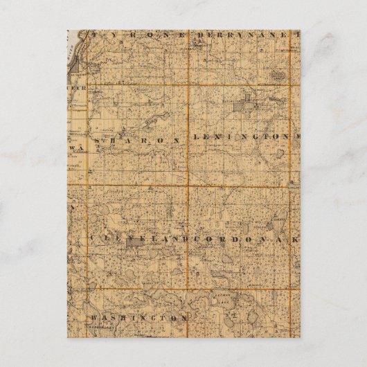 ミネソタ州ルスール郡の地図 ポストカード (正面)