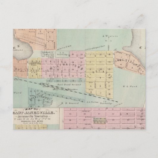 ミネソタ州ワセカの地図 ポストカード (正面)