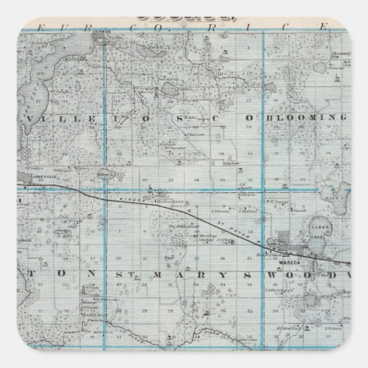 ミネソタ州ワセカ郡の地図 スクエアシール (正面)
