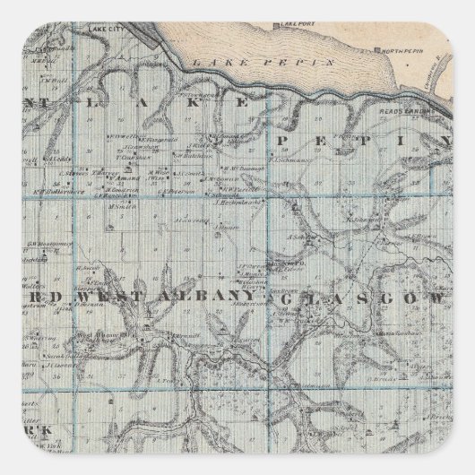 ミネソタ州ワバシャの地図 スクエアシール (正面)