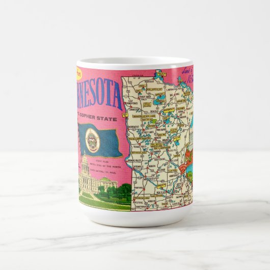 ミネソタ州地図ポストカードマグ コーヒーマグカップ (中央)