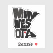 ミネソタ州地図 タイポグラフィック ハート シール (シート)