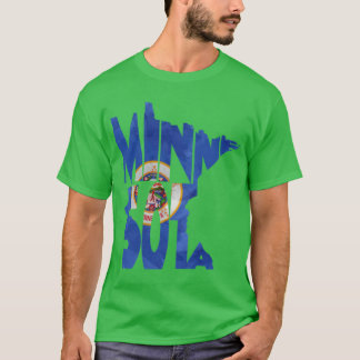 ミネソタ州地形・地図フラグ Tシャツ