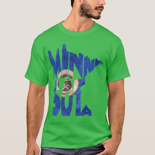 ミネソタ州地形・地図フラグ Tシャツ (正面)