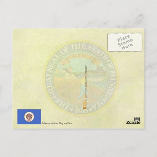 ミネソタ州旗と印章 ポストカード (裏面)