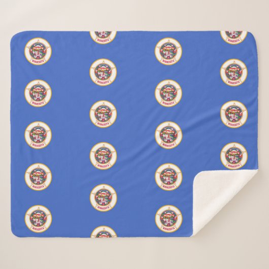 ミネソタ州旗と愛国心シェルパ毛布 シェルパブランケット (正面(横))