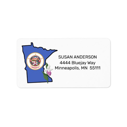 ミネソタ州旗と花華やかなレディーズスリッパ ラベル (正面)